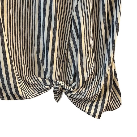 Max Studio Women's 3X Striped Knot Tie Blouse Multicolor Short Sleeve - Picture 2 of 9